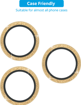 AT&T - Protection Glass Camera Protector Rings For iphone 16 Pro/16 Pro Max - Gold Glitter