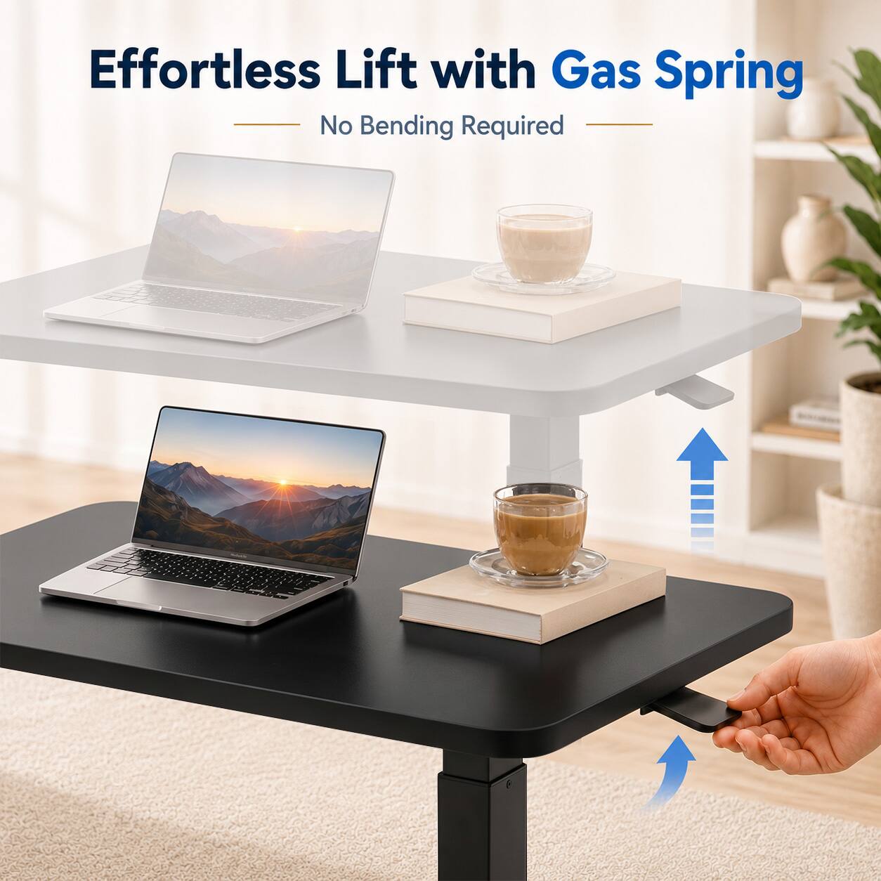 Effortless Lift with Gas Spring  
No Bending Required