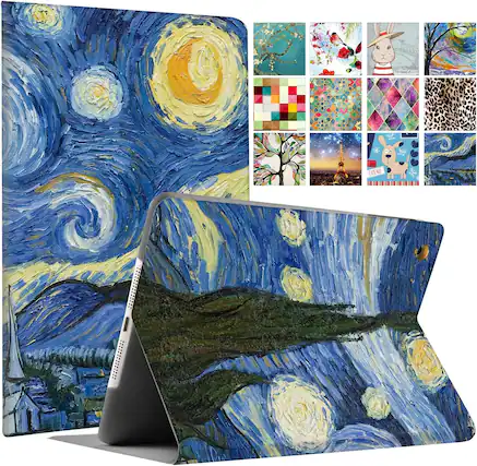 Front. DuraSafe Cases - iPad Air 5th/4th Gen 10.9" 2022/2020 Folio Smart Case with Dual-Angle Stand A2316 A2324 A2325 A2072 A2588 A2589 A2591 - Starry Night.