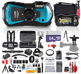 Ricoh - Pentax WG-90 Digital Camera (Blue) Waterproof, Shockproof, Freezeproof + More