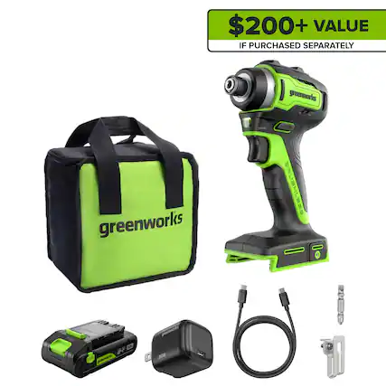 $200+ VALUE IF PURCHASED SEPARATELY
greenworks
greenworks
5 t 24 preenons
greenworks 30W