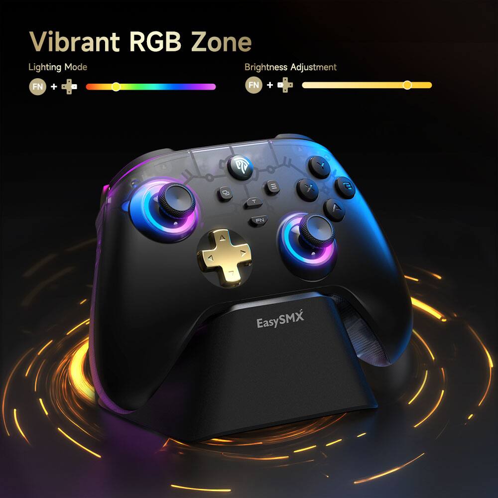 Vibrant RGB Zone

Lighting Mode  
FN + C

Brightness Adjustment  
FN + D + P

EasySMX