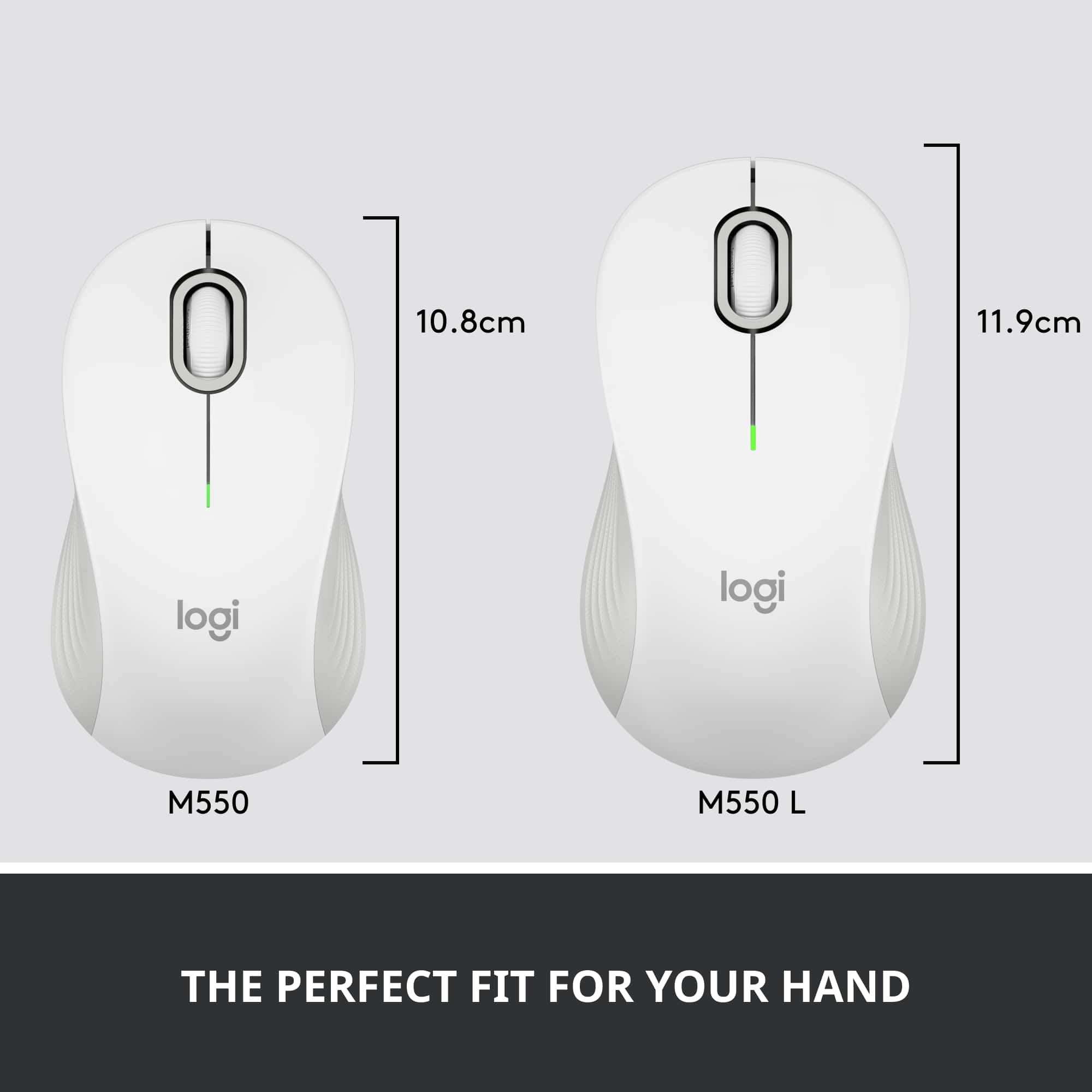 The perfect fit for your hand: Logi M550 L 10.8cm 11.9cm