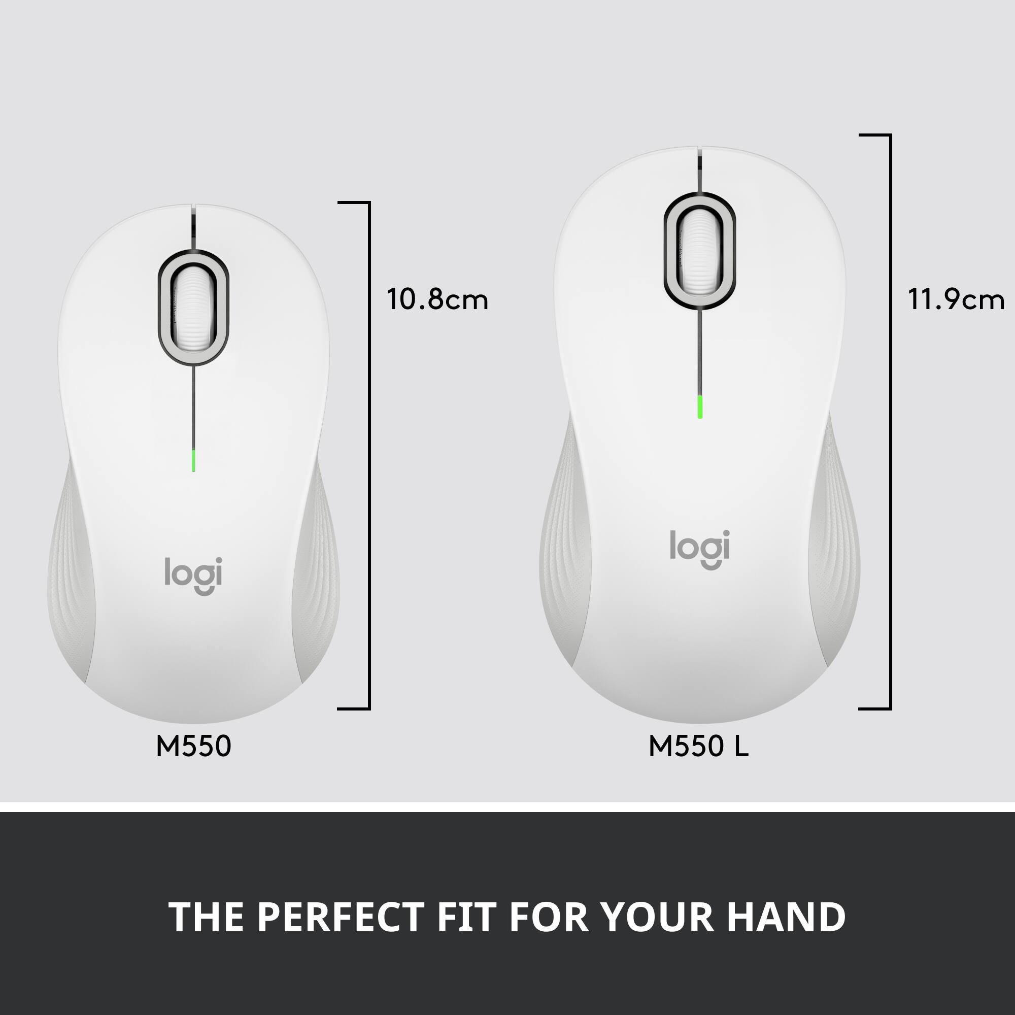 The perfect fit for your hand: Logi M550 L 10.8cm 11.9cm