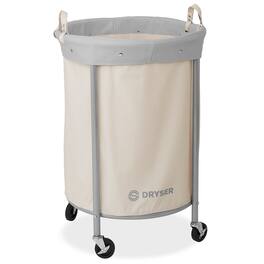 Dryser - Commercial Round Rolling Canvas Bin Laundry Hamper on Wheels - White