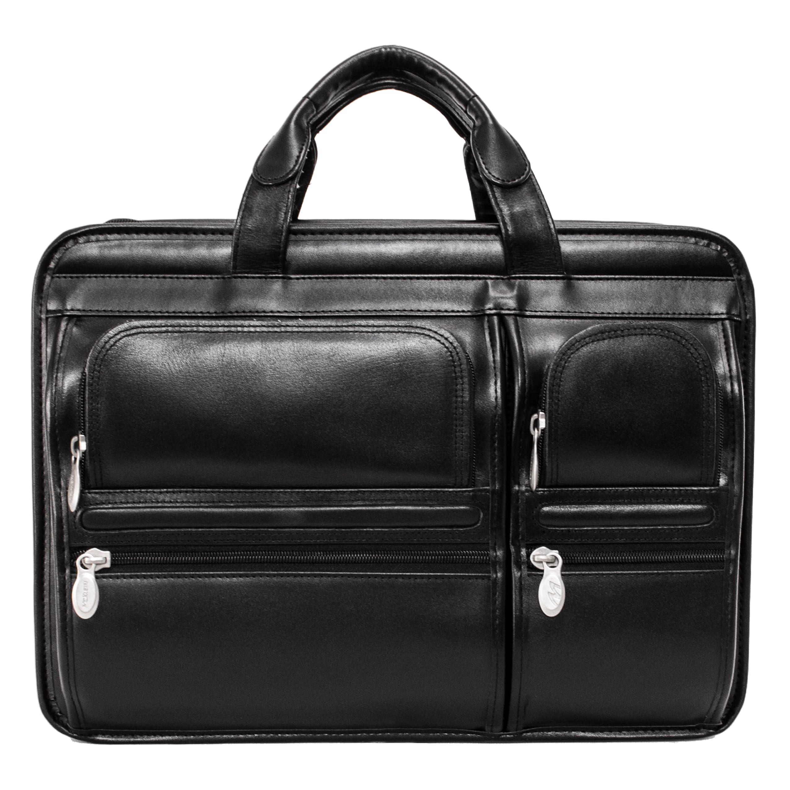 Alt View 3. McKleinUSA - 15-Inch Laptop Briefcase Top Grain Cowhide Leather Double Compartment P Series HUBBARD - Black.