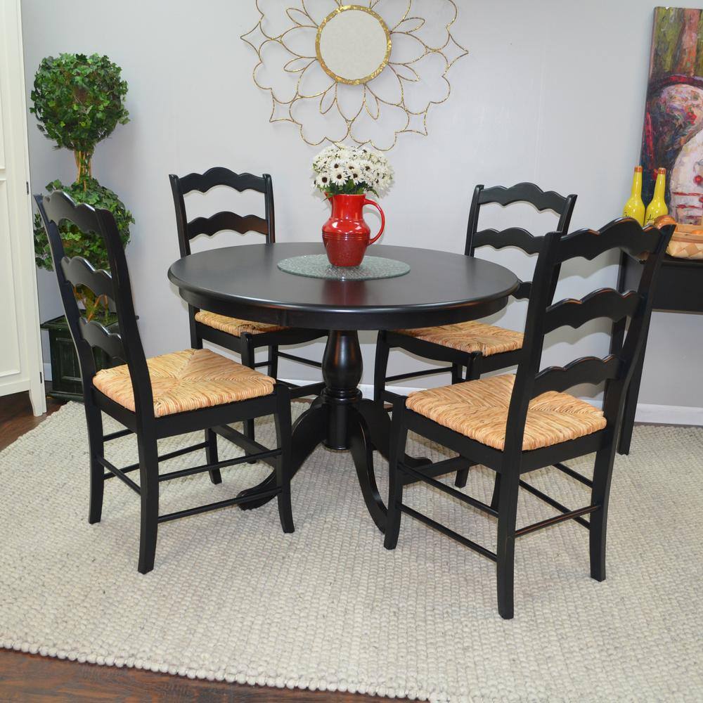 Alt View 4. Carolina Chair & Table - Fairview 42" Round Pedestal Dining Table - Antique Black - Black.