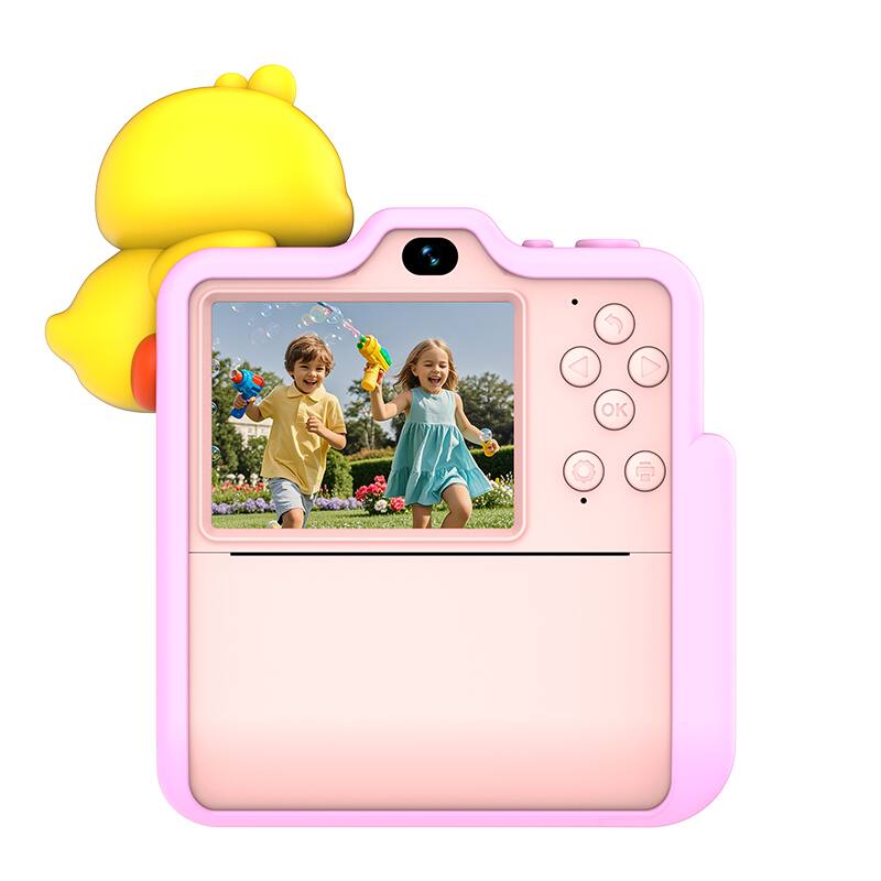 Angle. Umeiluce - Kids Color Instant Print Camera D16S Cute Unicorn & Duck 48MP Toy Digital Camera with Color Thermal Printing - Pink.