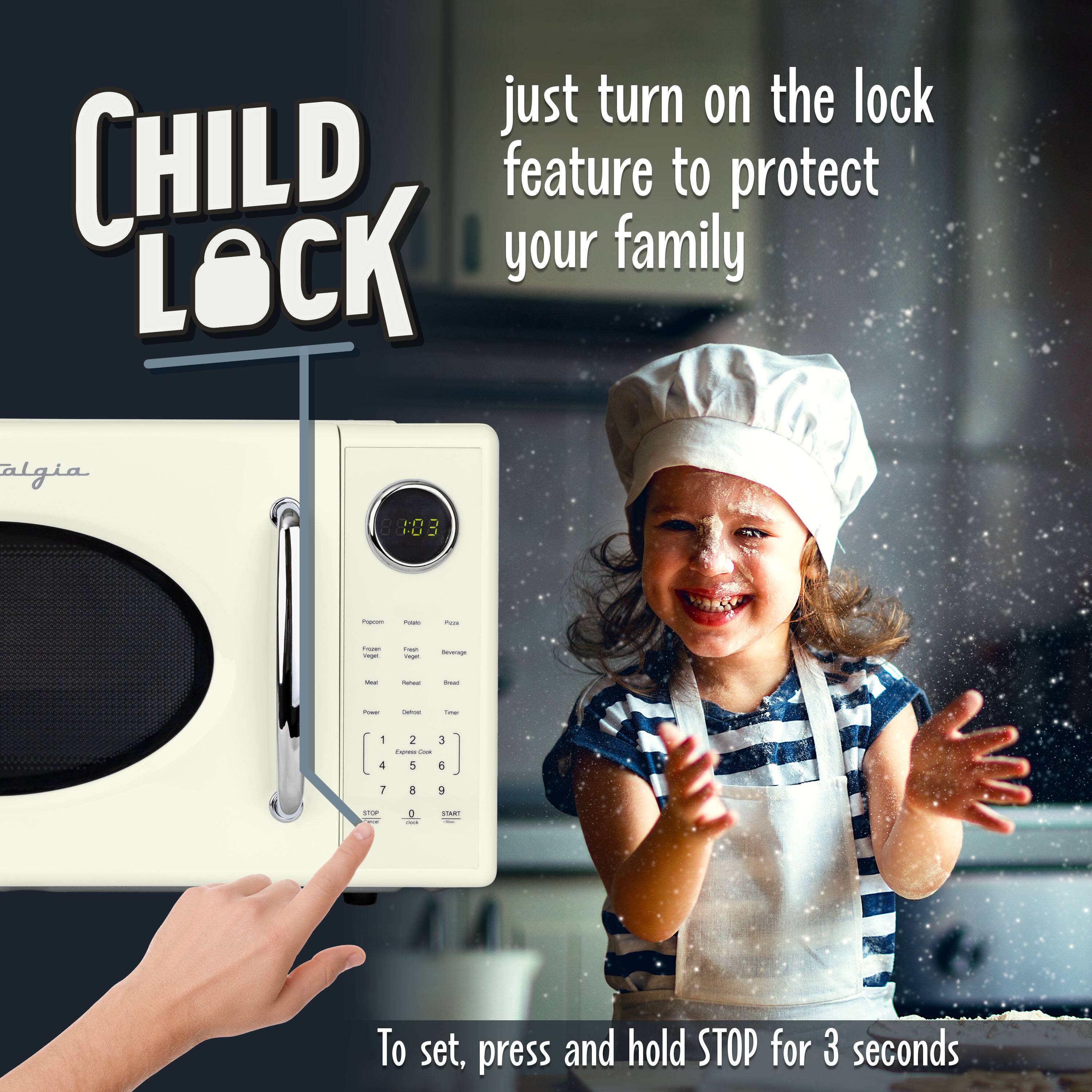 Just turn on the lock feature to protect your family.

To set, press and hold STOP for 3 seconds.