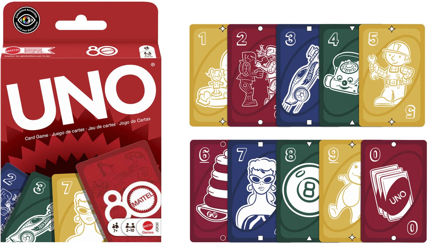 Games UNO: Ruby Red, 80th Anniversary Collectibles Mattel