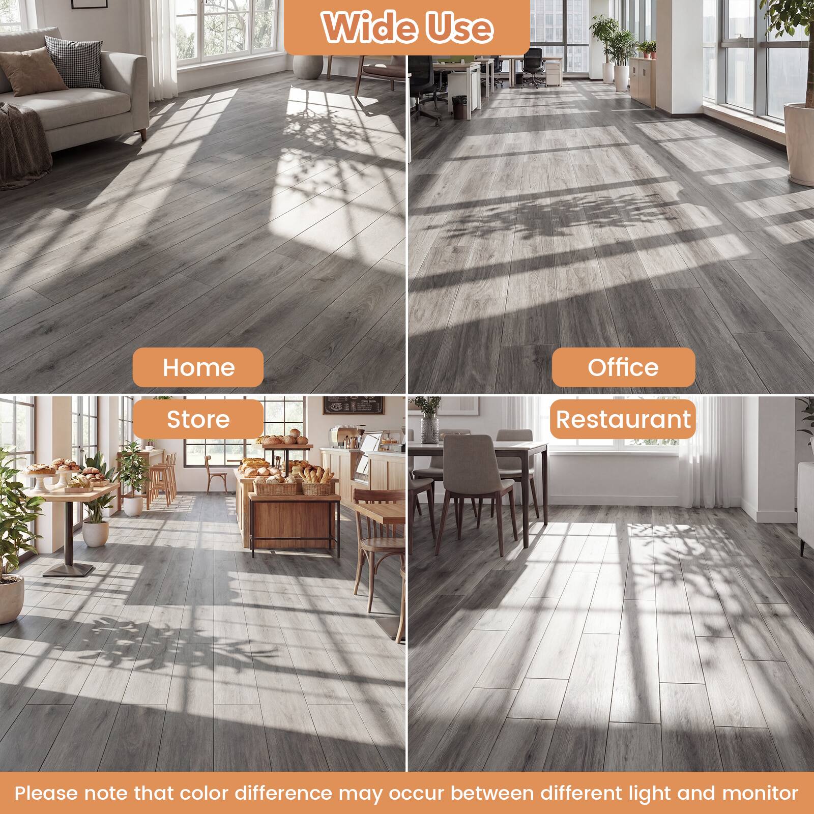 Wide Use

Home  
Office  
Store  
Restaurant  

Please note that color difference may occur between different light and monitor