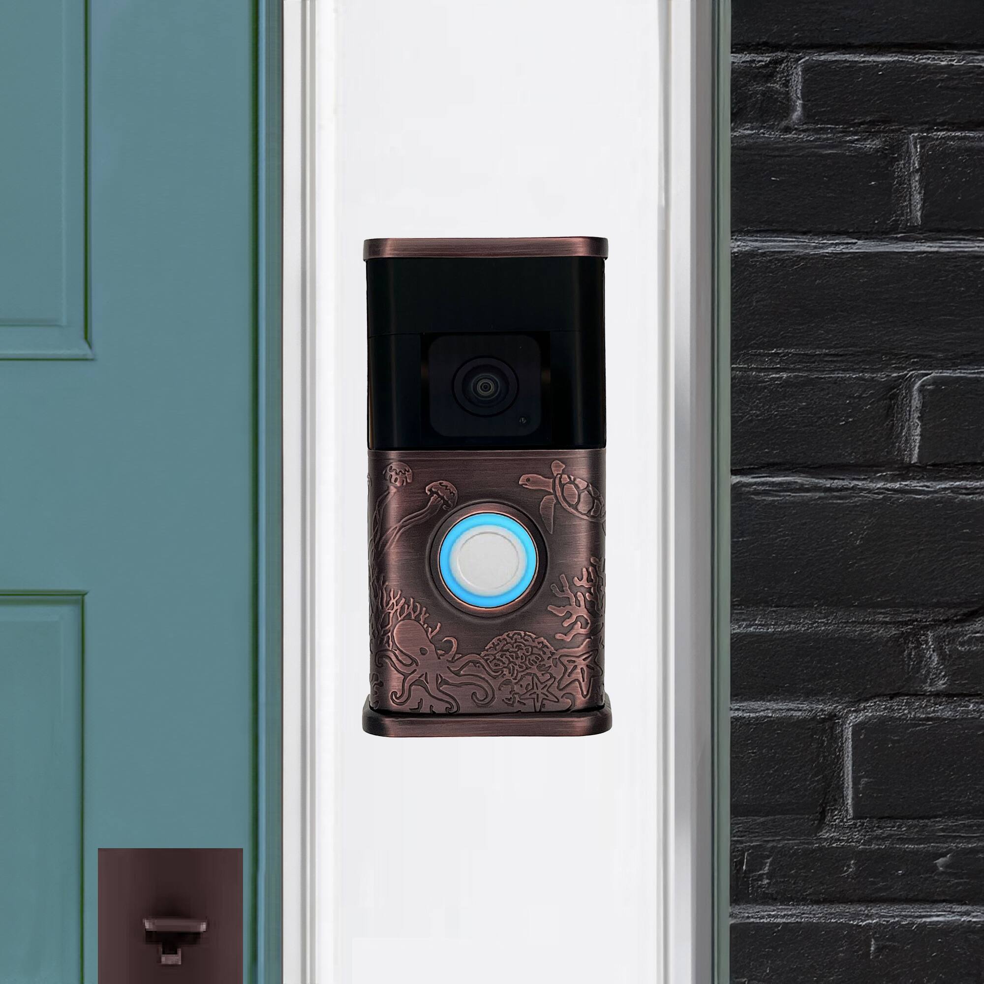 Alt View 3. Michael Healy - Coastal Video Doorbell Cover (Ring 3, 3 Plus, 4, Battery Plus and Battery Pro) - Oiled Bronze.