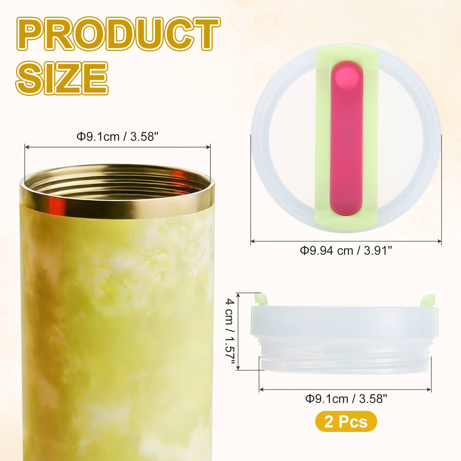 PRODUCT SIZE

9.1cm / 3.58"  
9.94 cm / 3.91"  
4 cm / 1.57"  
2 Pcs