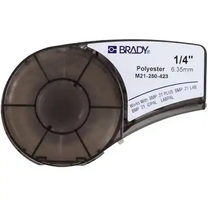 BRADY
1/4" Polyester 6.35mm
M21-250-423
Works With: BMP 21-PLUS BMP 21-LAB BMP 21-IDPAL LABPAL
