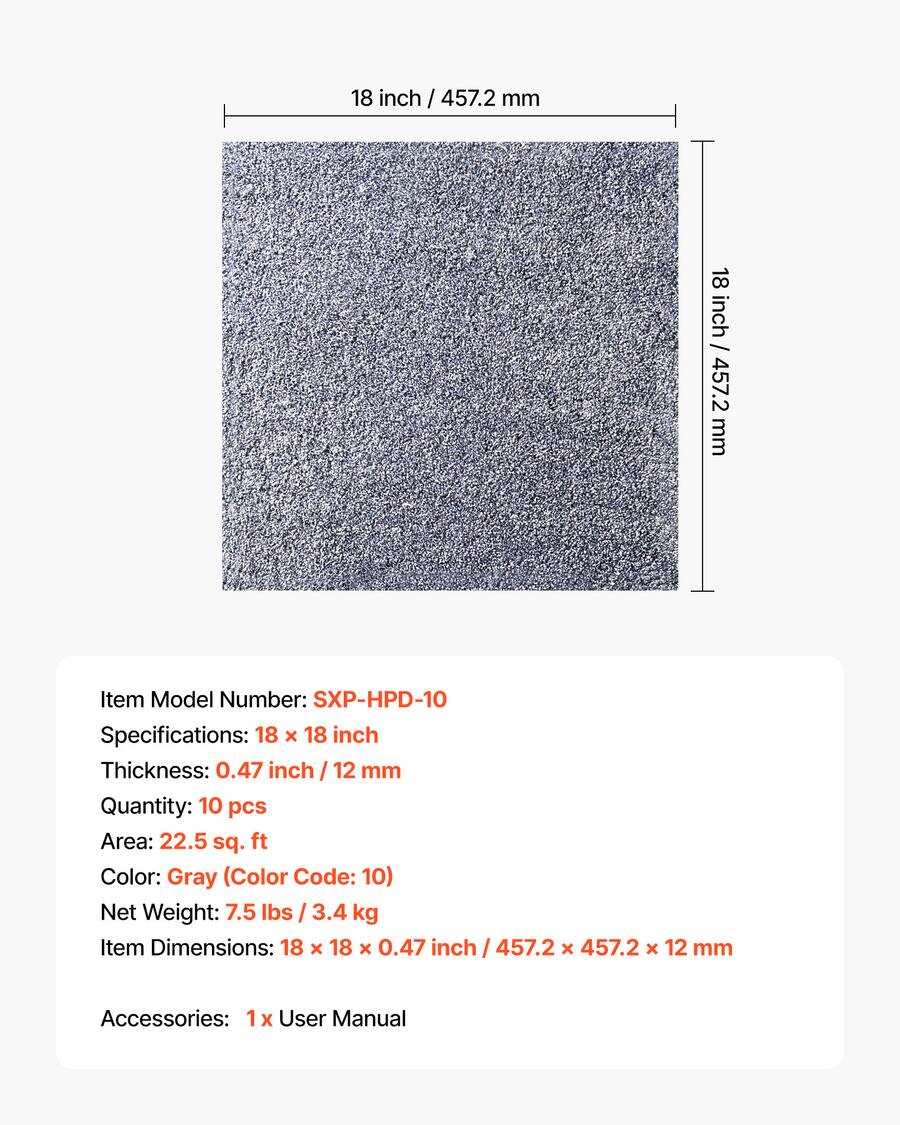 VEVOR Carpet Tiles 18x18 inch, 10 Pack Peel and Stick Carpet Square Rug ...