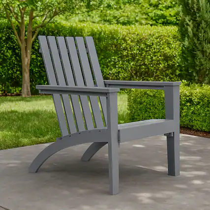 Front. Hivvago - Acacia Wood Outdoor Lounge Chair with Armrests - Grey.