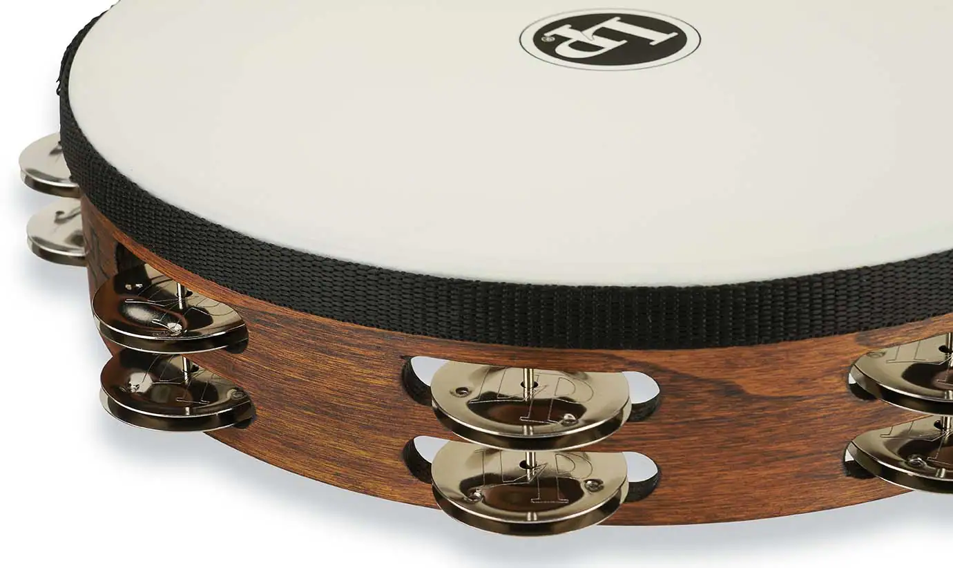 Left. Latin Percussion - Worship 10 Double Row Synth Tambourine, Steel.