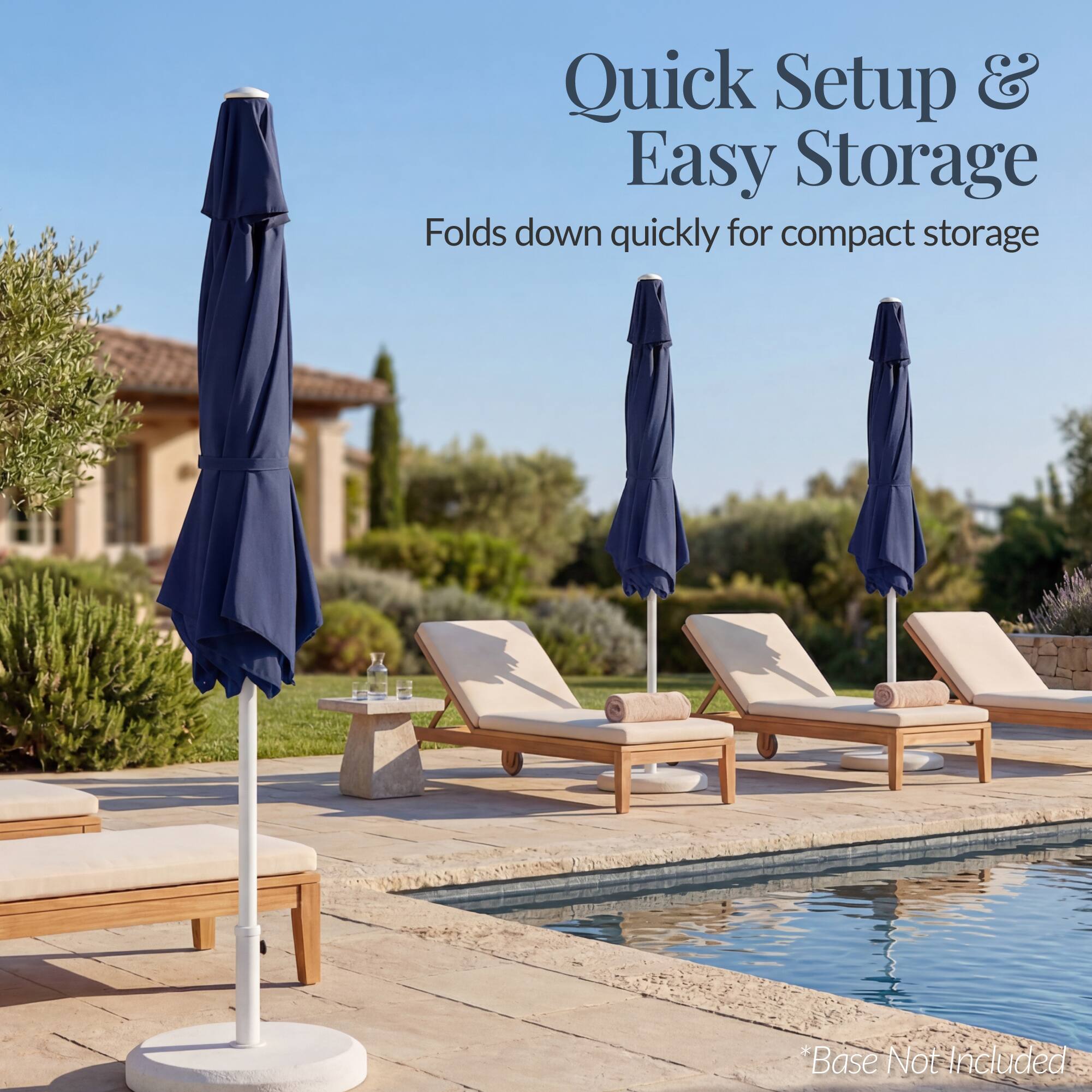 Quick Setup & Easy Storage  
Folds down quickly for compact storage  
*Base Not Included