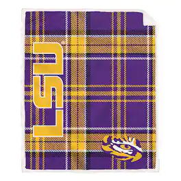 Pegasus - LSU Tigers 50" x 60" Playmaker Plaid Ultra Cozy Sherpa Throw - Multicolor