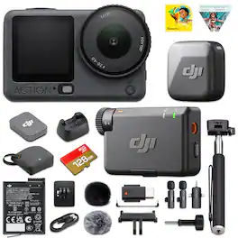 Bundle - Osmo Action 6 8K Waterproof Action Camera Standard Combo & DJI Mic Mini Wireless System | Variable Aperture - Gray