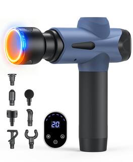 HONGGE - Deep Tissue Massage Gun with Heat and Cold Therapy 20 Speeds and 7 Heads - Blue