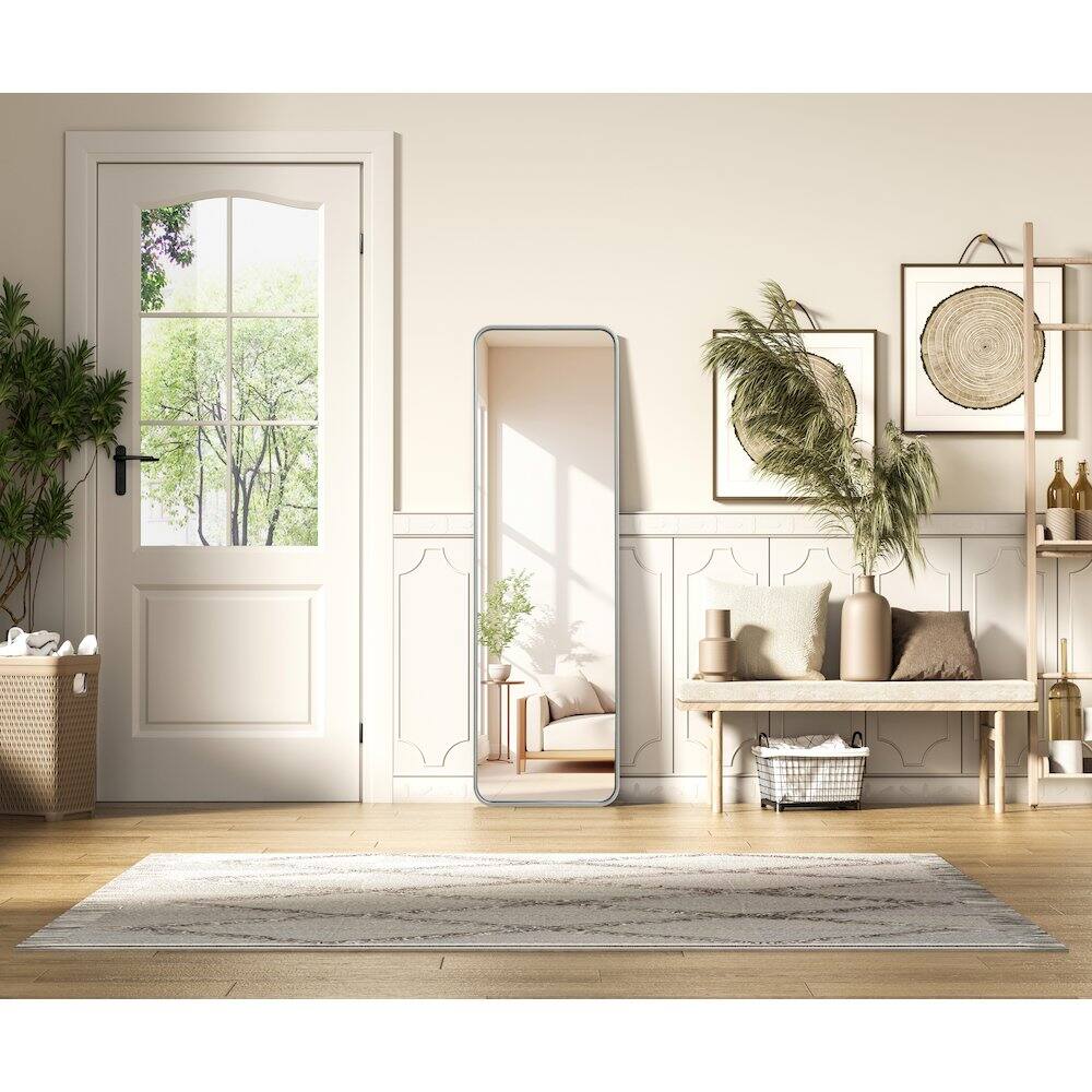 Alt View 7. Elegant Decor - Contour Metal Rectangle Mirror 18x60 in Silver - Silver.