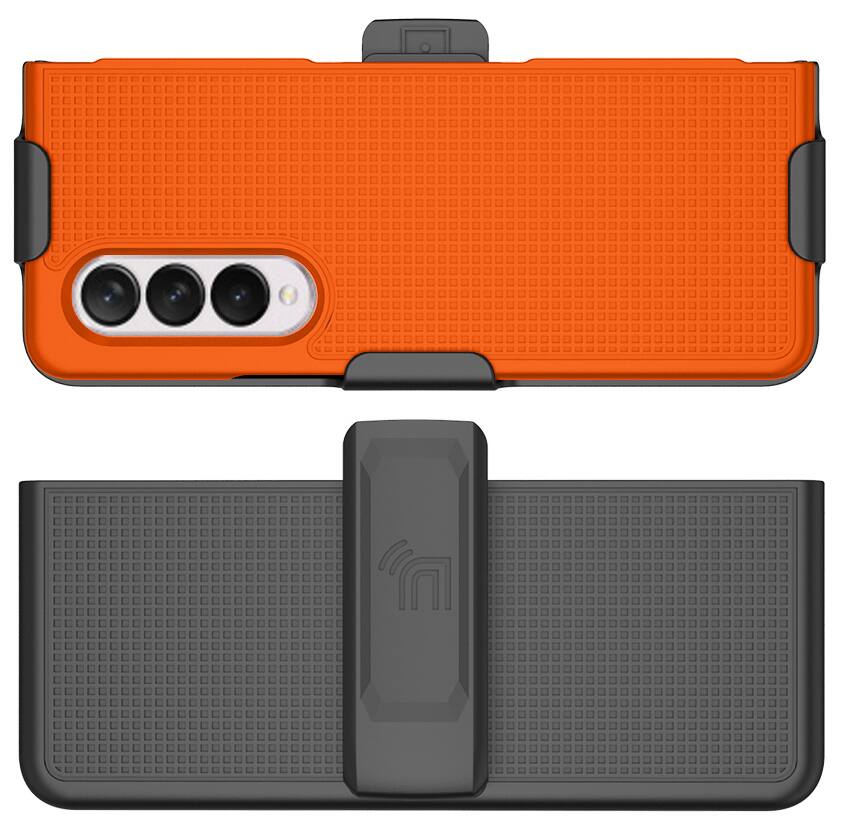 Alt View 8. Nakedcellphone - Slim Case and Belt Clip Holster Combo for Samsung Galaxy Z Fold 3 (SM-F926, 2021) - Orange.