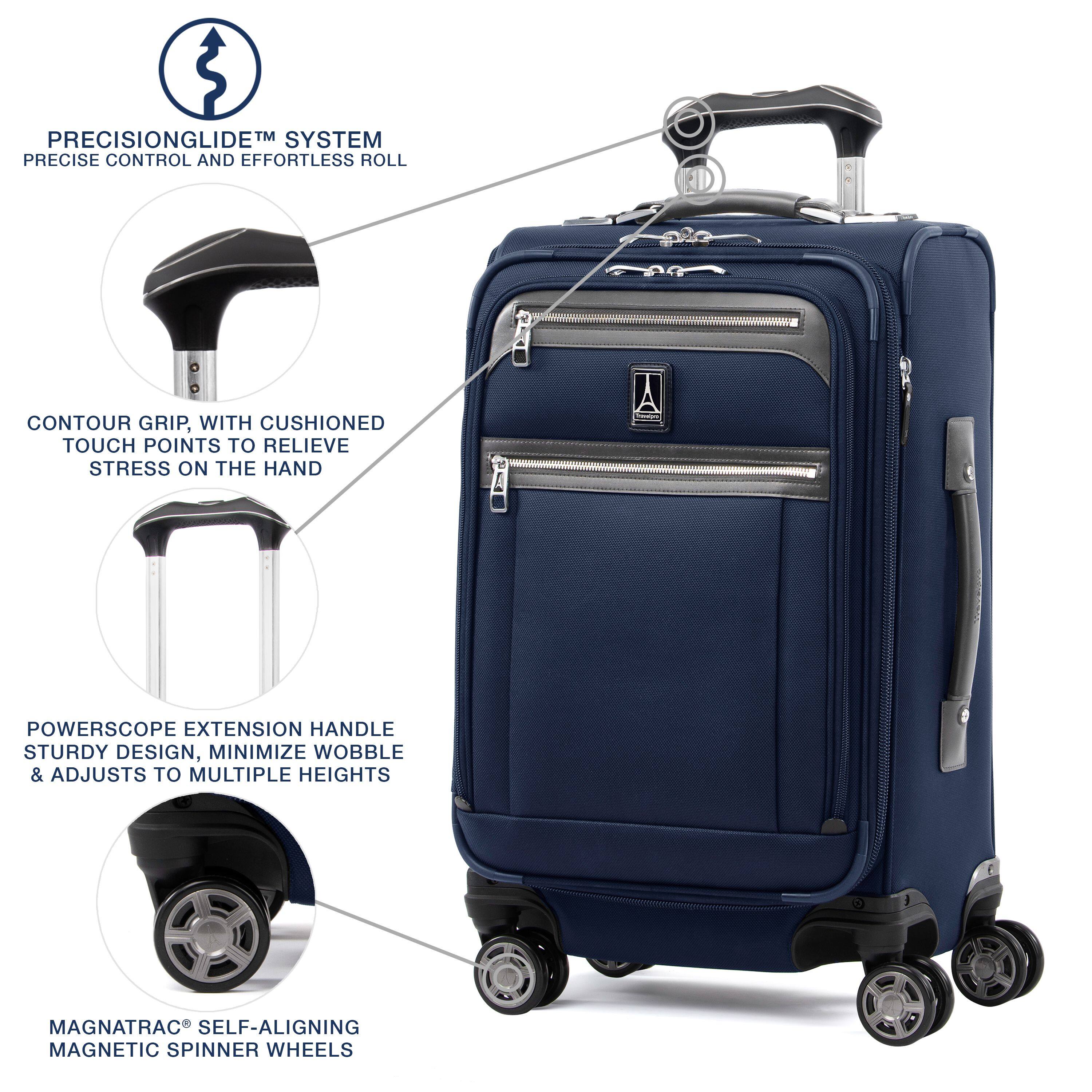 PRECISIONGLIDE™ SYSTEM  
PRECISE CONTROL AND EFFORTLESS ROLL  

CONTOUR GRIP, WITH CUSHIONED TOUCH POINTS TO RELIEVE STRESS ON THE HAND  

POWERSCOPE EXTENSION HANDLE  
STURDY DESIGN, MINIMIZE WOBBLE & ADJUSTS TO MULTIPLE HEIGHTS  

MAGNATRAC® SELF-ALIGNING MAGNETIC SPINNER WHEELS