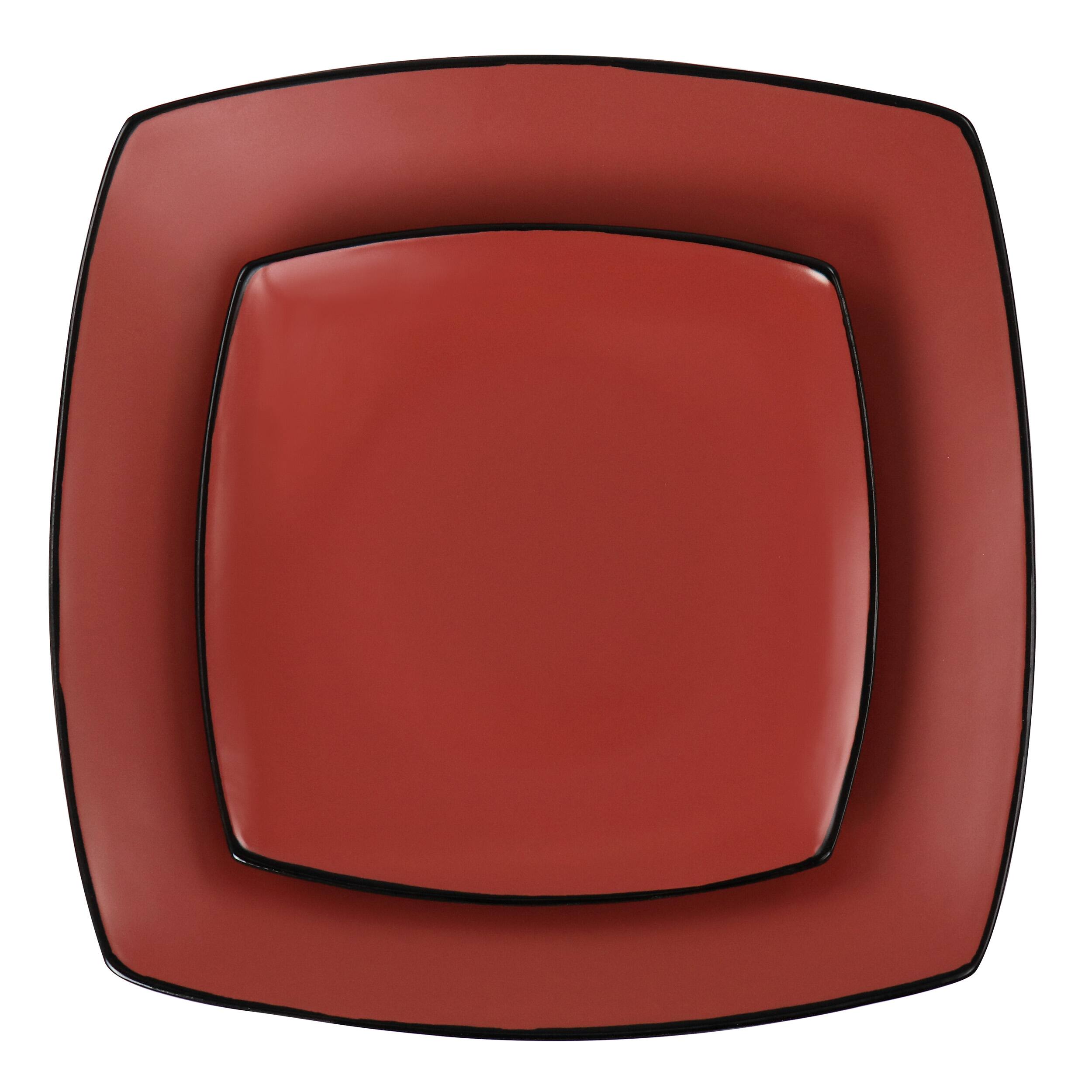 Alt View 3. Gibson - Gibson Elite Soho Lounge 16 Piece Matte Glazed Stoneware Dinnerware Set in Red - Red.