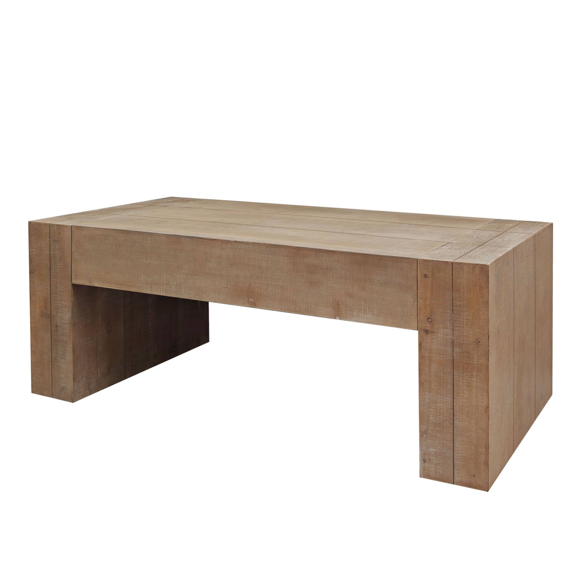 Back. GOODSILO - Rustic Farmhouse Coffee Table with Distressed Finish Perfect for Living Room Decor - Natural Wood.
