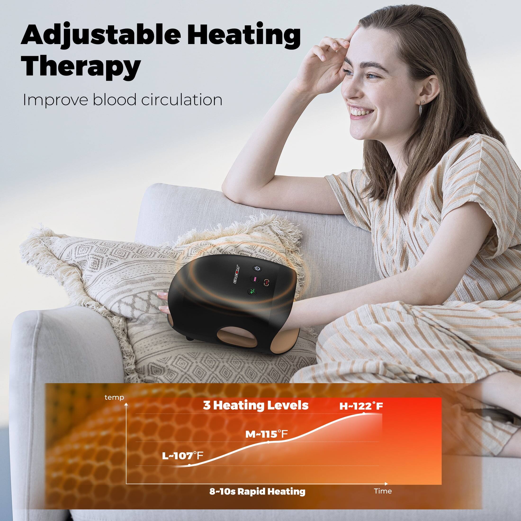 Adjustable Heating Therapy  
Improve blood circulation  

3 Heating Levels  
H-122°F  
M-115°F  
L-107°F  

8-10s Rapid Heating