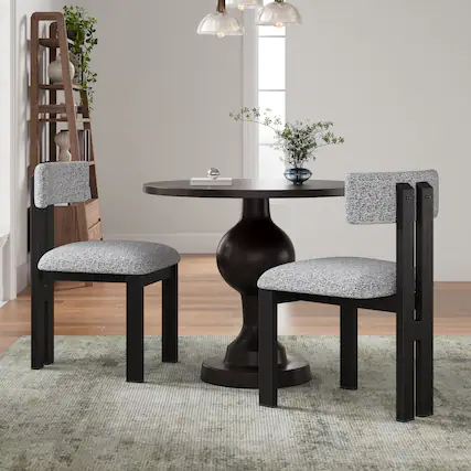 Front. TinyHomie - Upholstered Armless Dining Chairs With Metal Legs Set of 2 Black White - Black White.