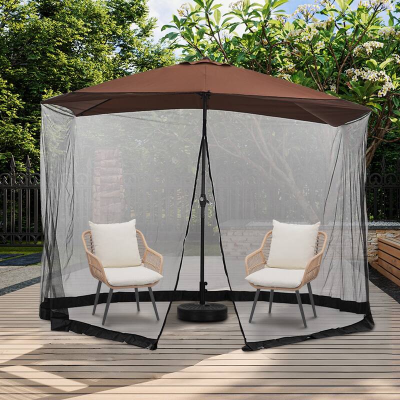Angle. Ainfox - Mosquito Net for Patio Umbrella,Adjustable Elastic Cord and Zipper Umbrella net(Mosquito Net Only) - Black.