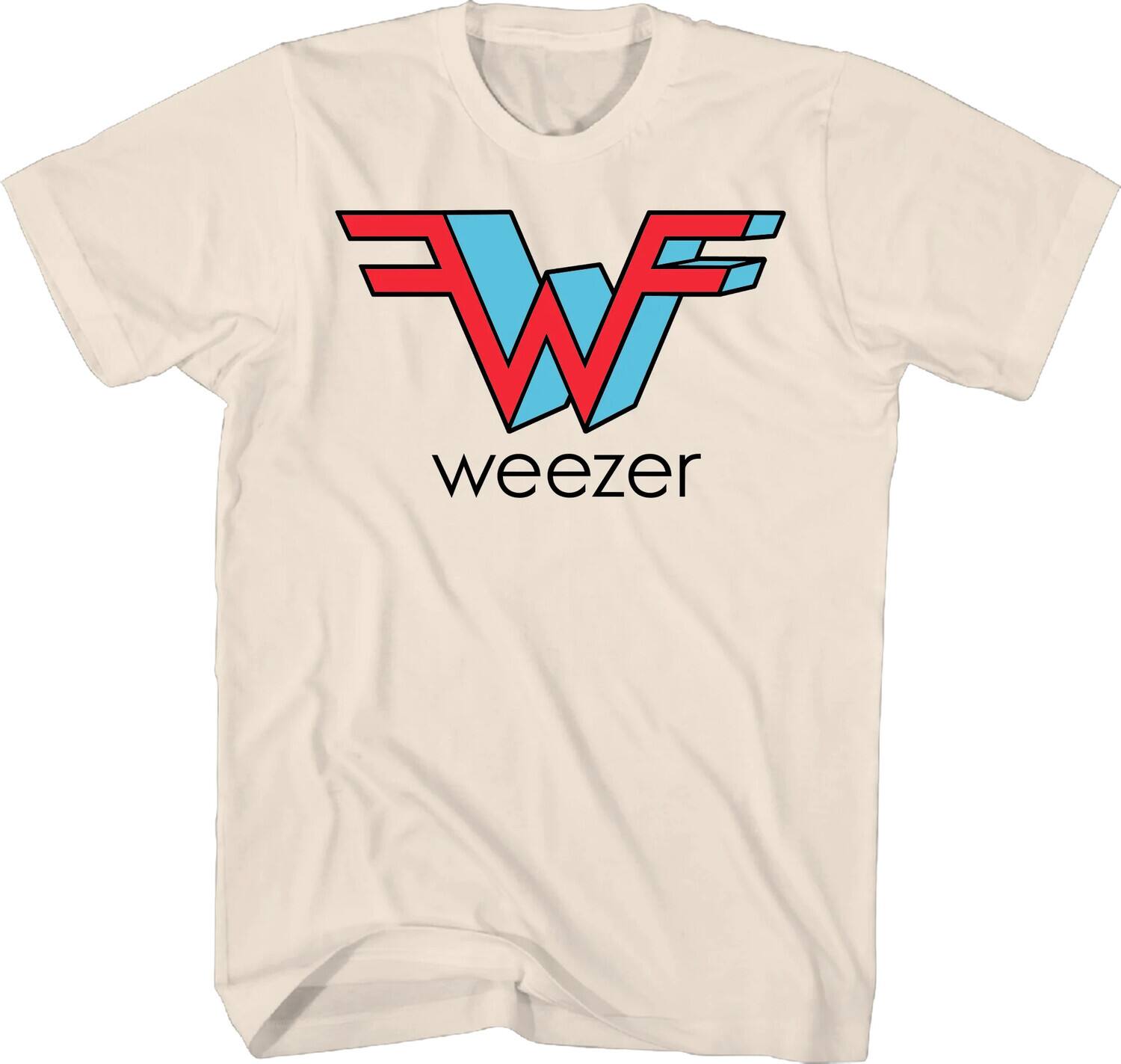 Front. PopMarket - Weezer - Weezer - Weezer Logo T-Shirt - 2XL Natural TS0100WZRA5   - APPAREL - Multicolor.