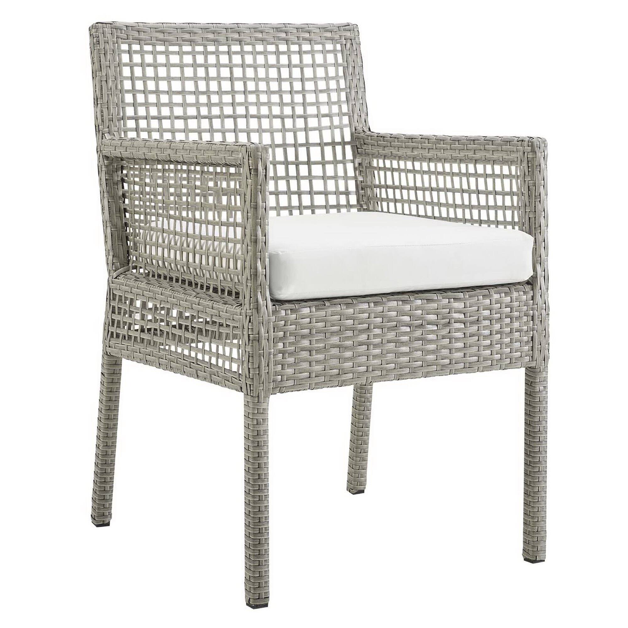 Left. Modway - Aura Outdoor Patio Wicker Rattan Dining Armchair Set of 2 by Modway - Gray White.