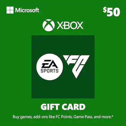 Microsoft XBOX $50 EA SPORTS GIFT CARD Buy games, add-ons like FC Points, Game Pass, and more.