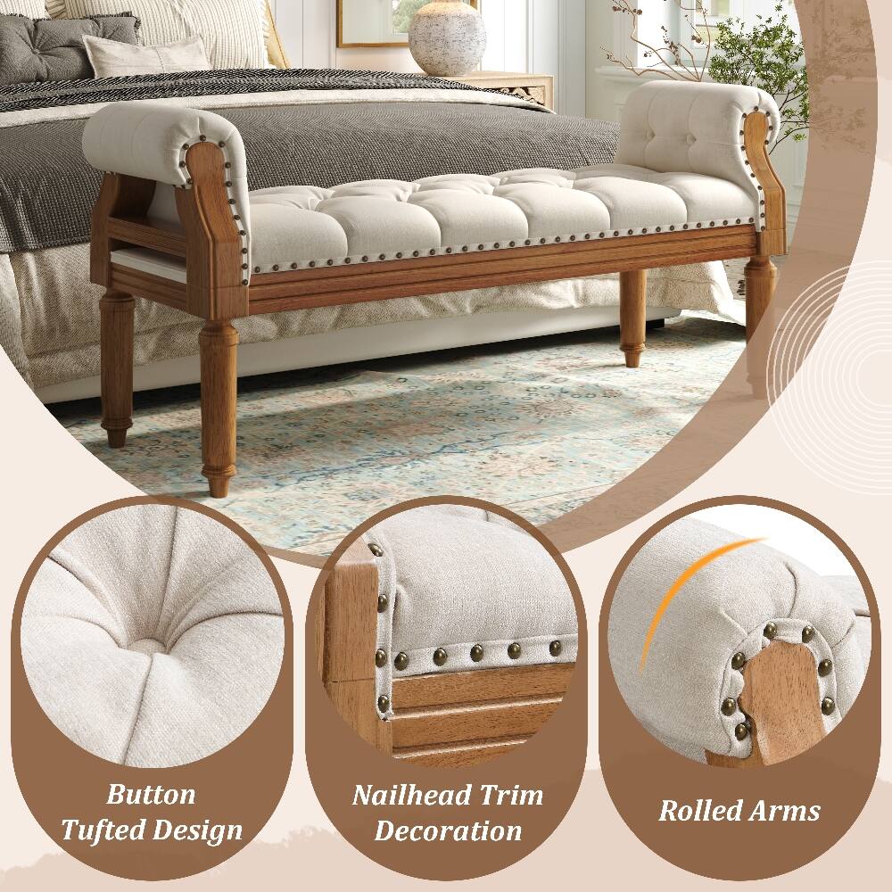Button Tufted Design  
Nailhead Trim Decoration  
Rolled Arms