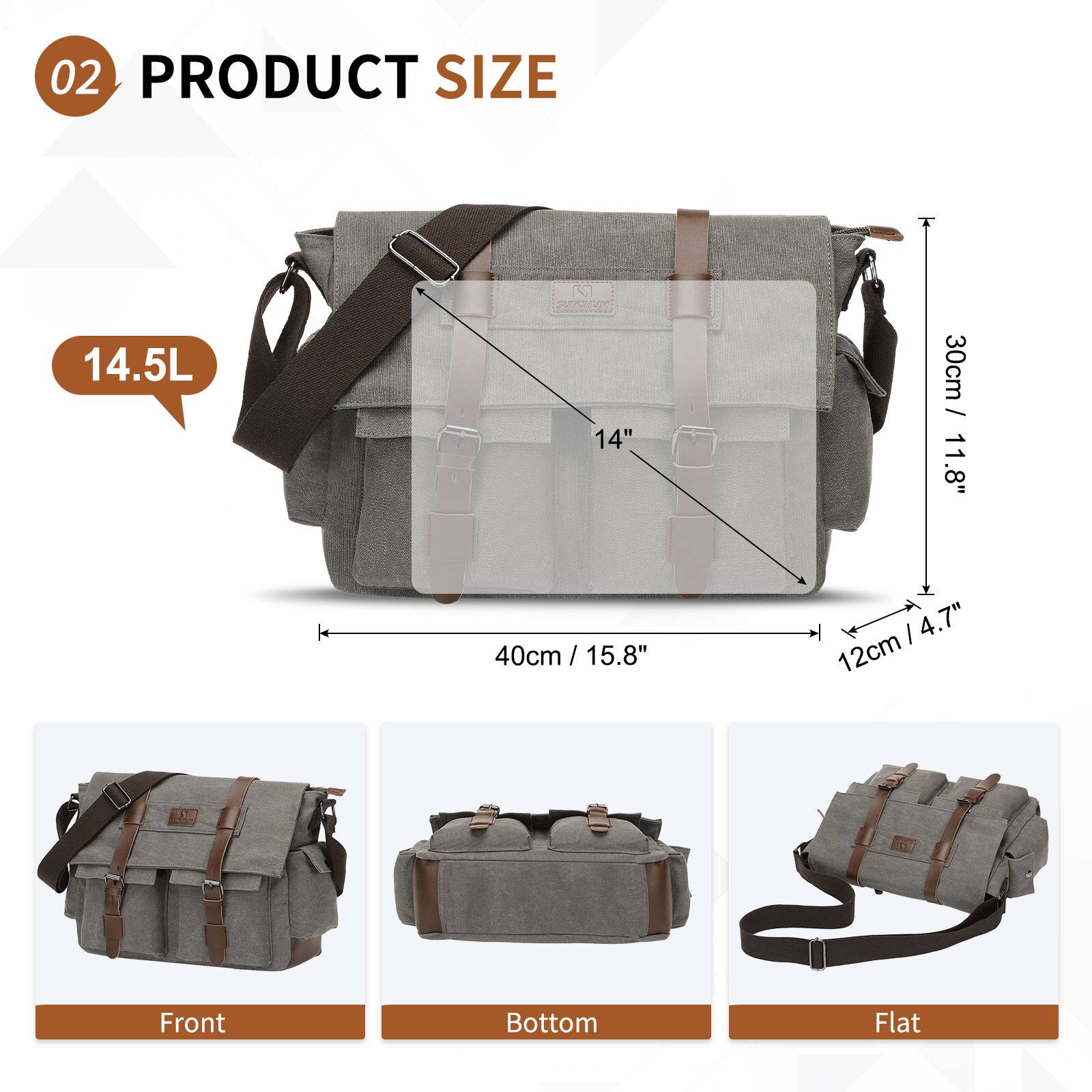 02 PRODUCT SIZE

14.5L

14" 30cm / 11.8" 40cm / 15.8" 12cm / 4.7" Front Bottom Flat