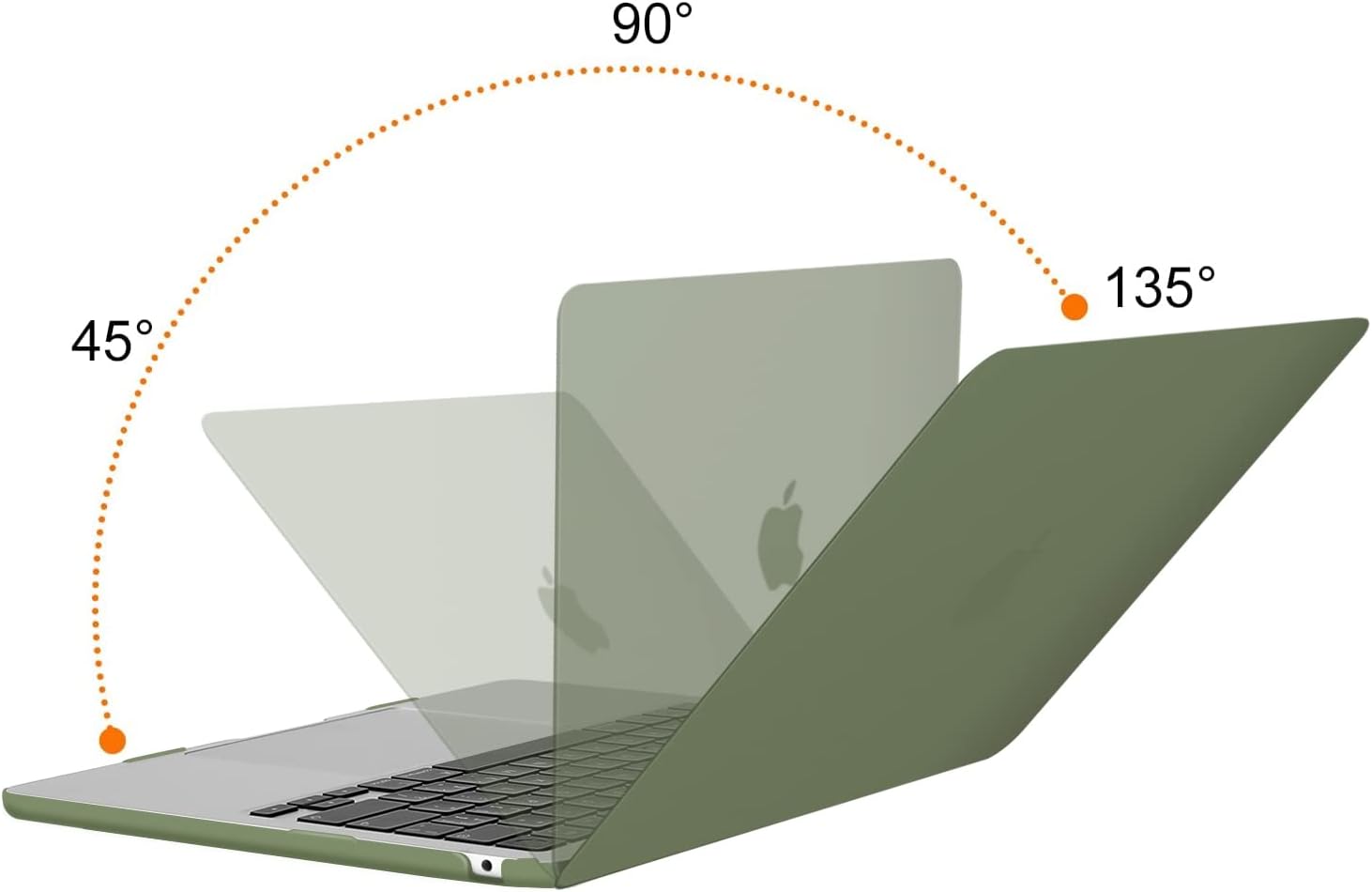 Back. mosiso - Laptop Case for MacBook Air 13 inch Case M5 A3449 M4 A3240 M3 A3113 M2 A2681 2022-2026 - Army Green.