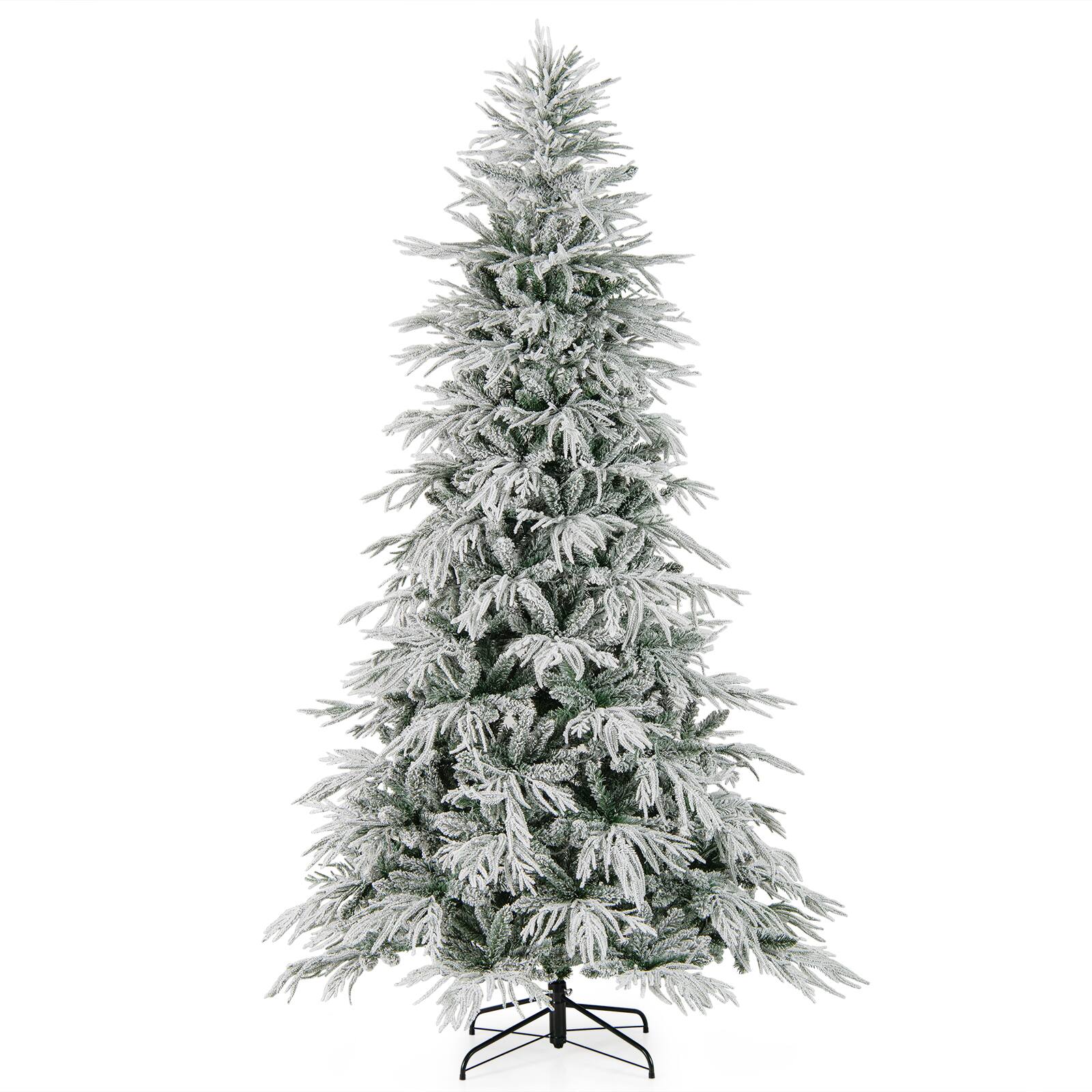Alt View 9. Costway - Costway 8 FT Artificial Christmas Tree with 1108 PE PVC Branch Tips & 450 LED Lights - White,Green.