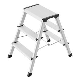 Hailo - Folding Step Stool, 2-Sided 3 Step Ladder for Garage, Home & Kitchen, D60 - Metal & Black