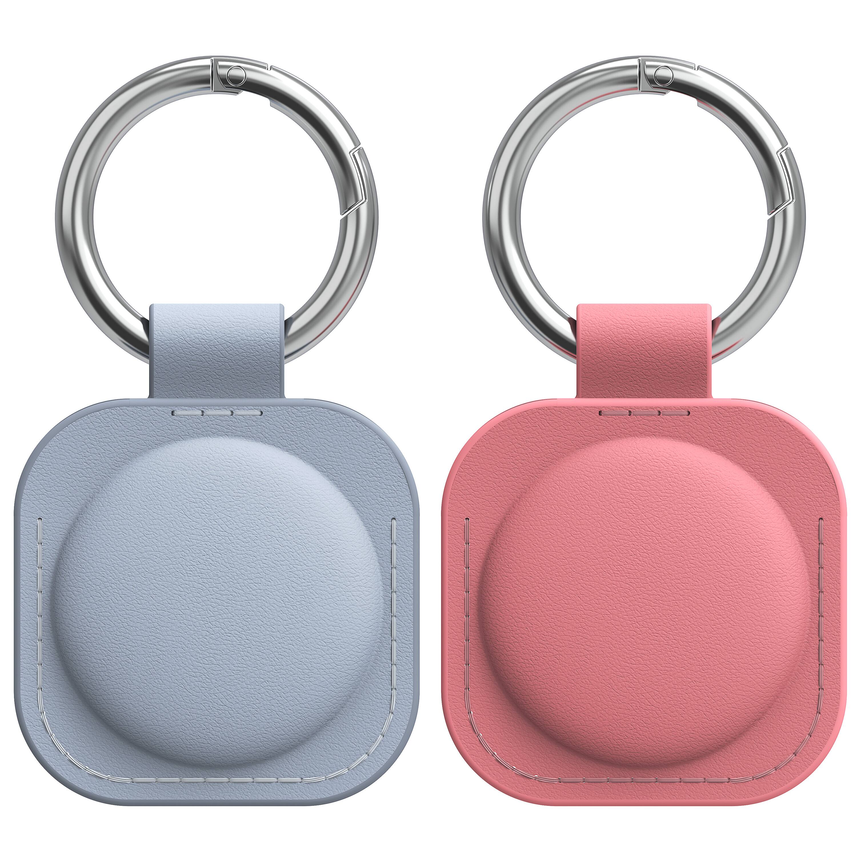Alt View 1. Vena - 2 Pack For Apple AirTag Holder, AirTag Keychain Leather, AirTag Case Cover For Pet Dog Cat Collar Luggage, Blue & Pink - Multicolored.