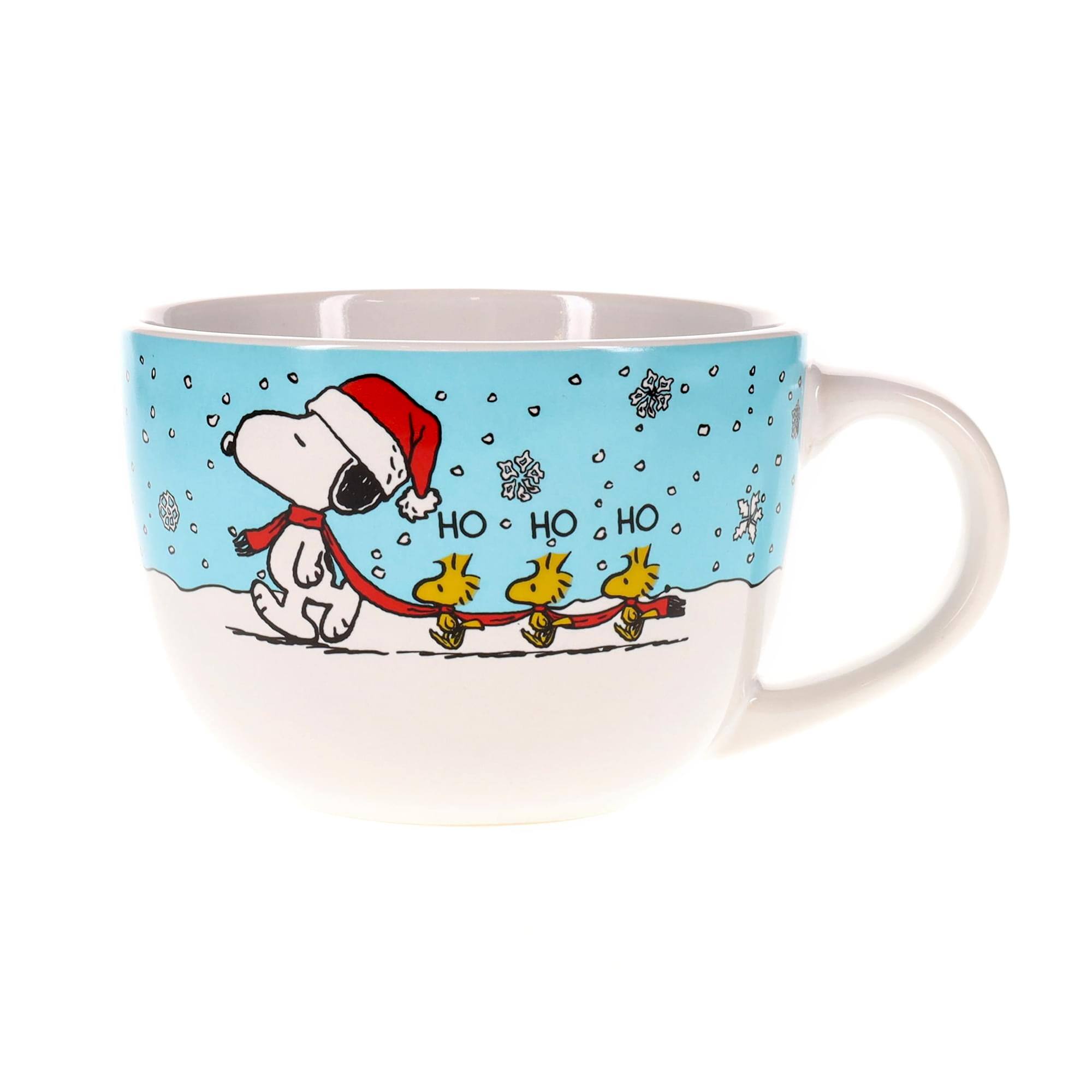 Silver Buffalo - Peanuts Snoopy and Woodstock Holiday Ceramic Soup Mug | Holds 24 Ounces - White
