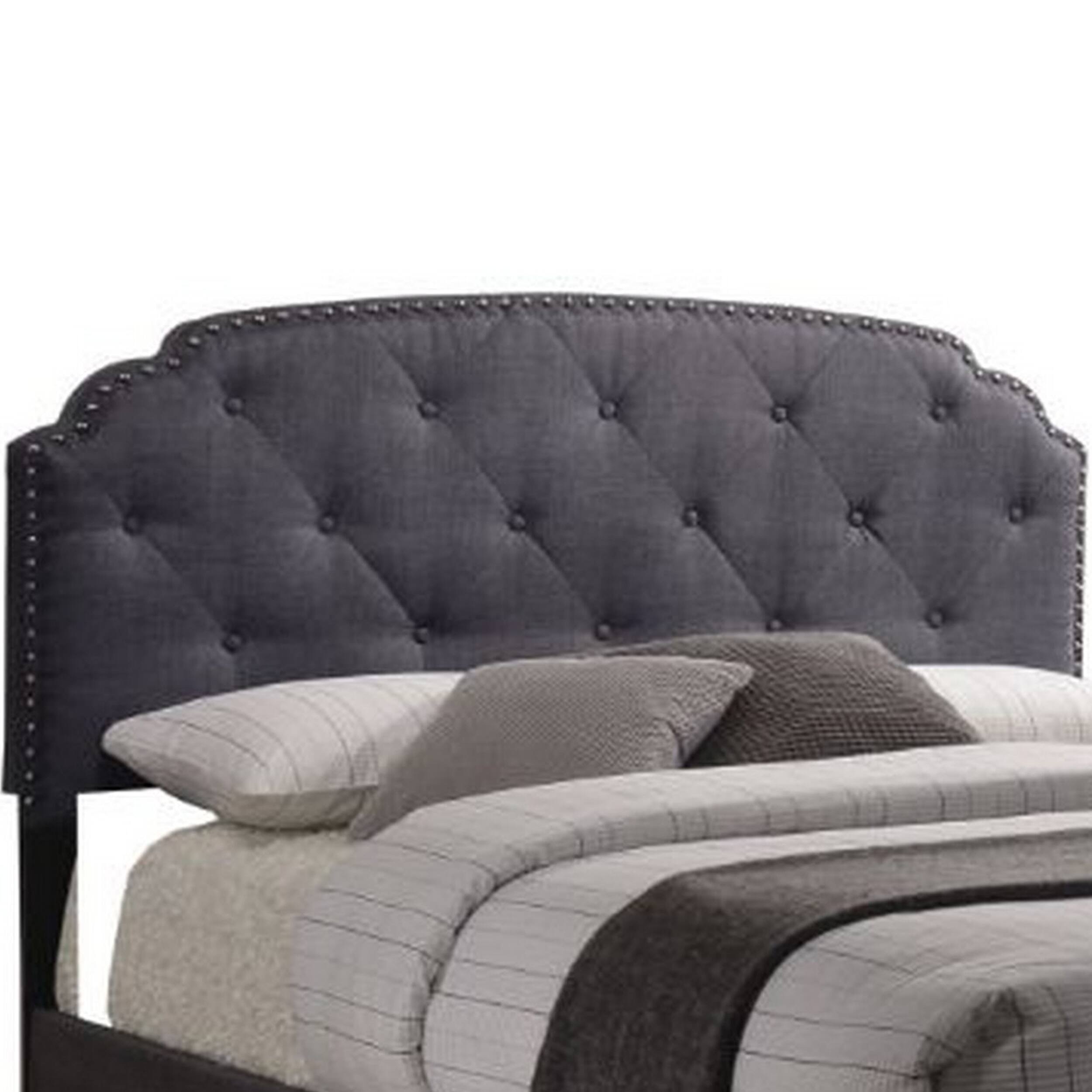 Alt View 2. Manhattan Lane - Modern Queen Bed, Gray Fabric - Gray.