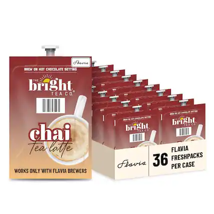 Flavia BREW ON HOT CHOCOLATE SETTING
THE bright TEA CO. chai Tea latte
WORKS ONLY WITH FLAVIA BREWERS
FLAVIA FRESHPACKS 36 PER CASE