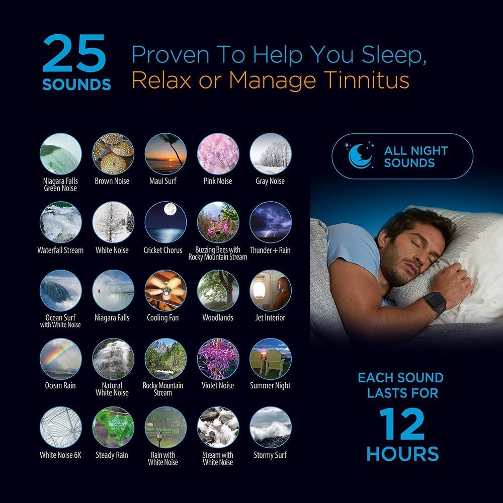 MOSZAR LLC - Bluetooth Tinnitus Sound Therapy System with 25 Built-In Sounds and 12-Hour Playtime