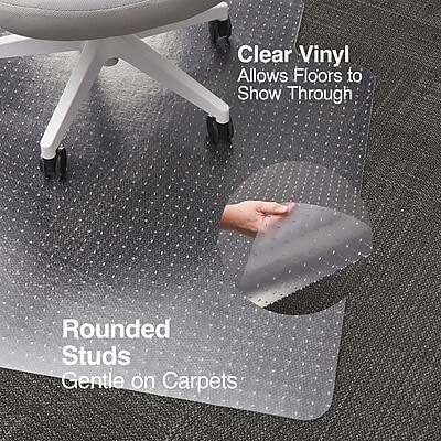 Clear Vinyl  
Allows Floors to Show Through  

Rounded Studs  
Gentle on Carpets