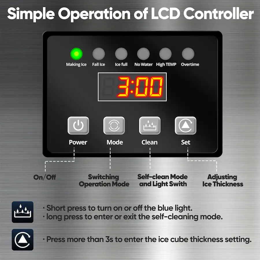Coolski Commercial Ice Maker, 200 lbs/24H Under Counter Ice Machine, 35 ...