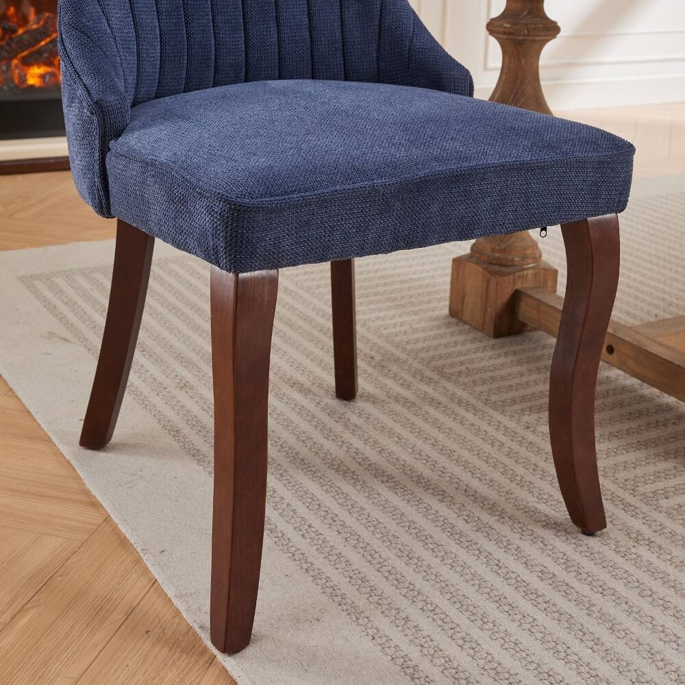 Alt View 8. Loheer - Loheer Blue Dining Chairs Set of 2 Fabric Upholstered Accent High Back - Blue.