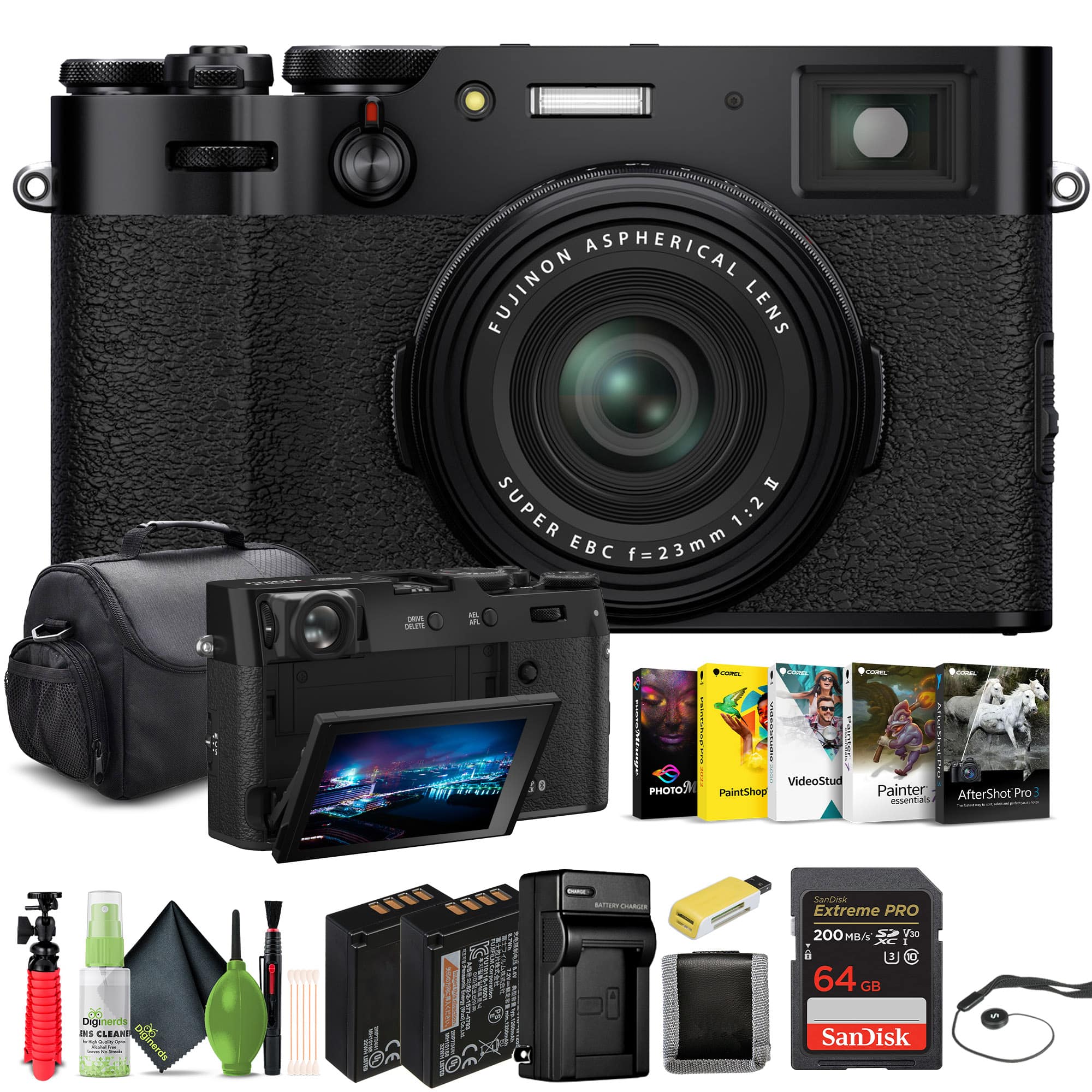 Fujifilm - X100VI Digital Camera (16821913) + 64GB Card + Advanced Bundle - Black